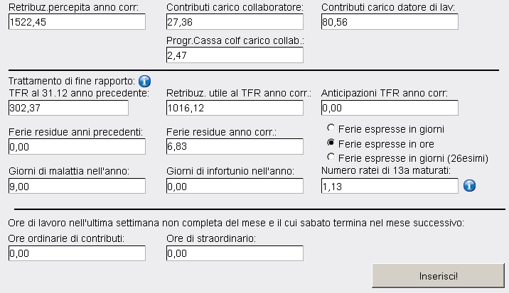 Inserimento standard progressivi vecchi assunti e calcolo dei cedolini